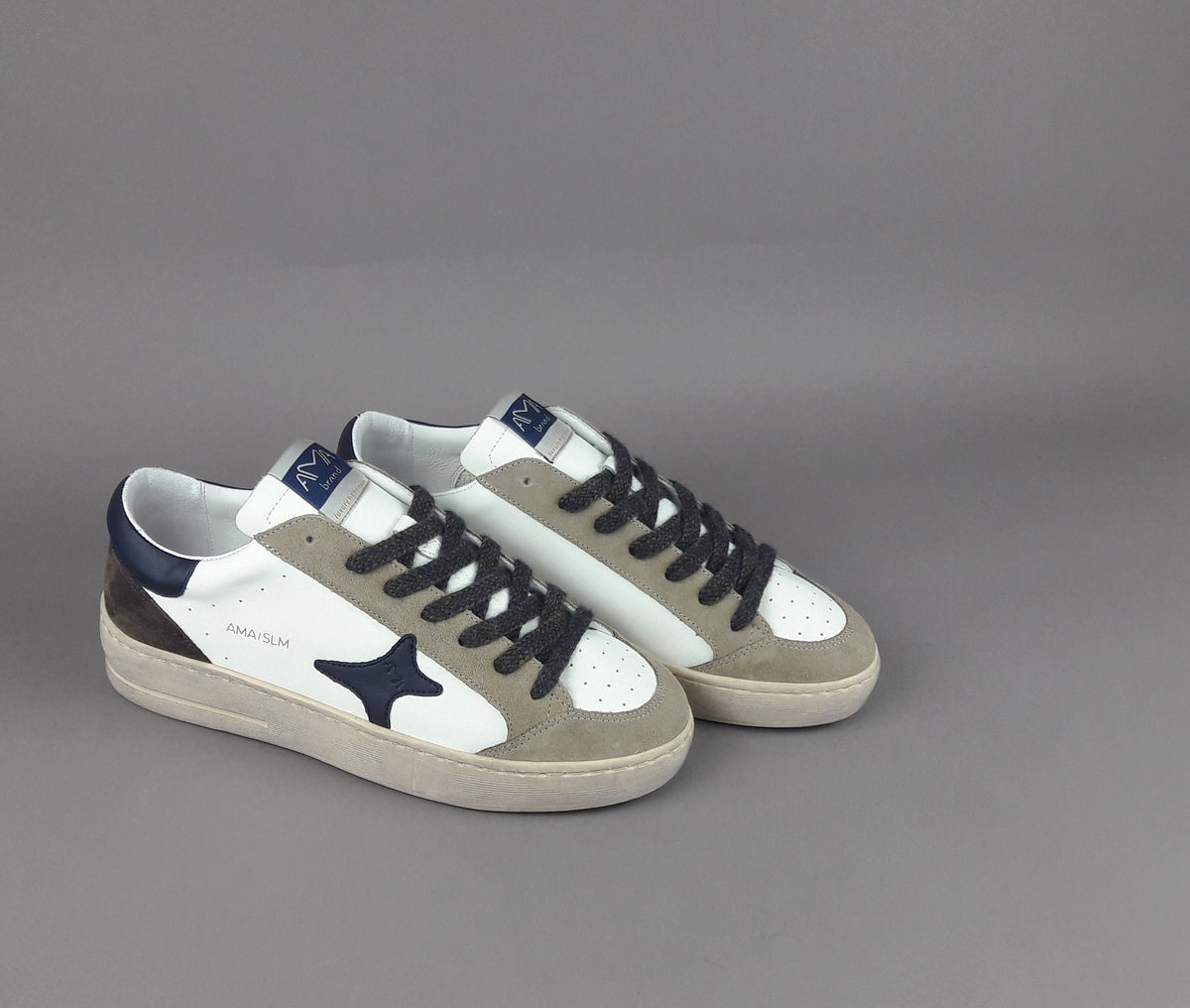 Ama Brand Slam Uomo Pelle E Camoscio Bianco