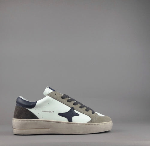 Ama Brand Slam Uomo Pelle E Camoscio Bianco