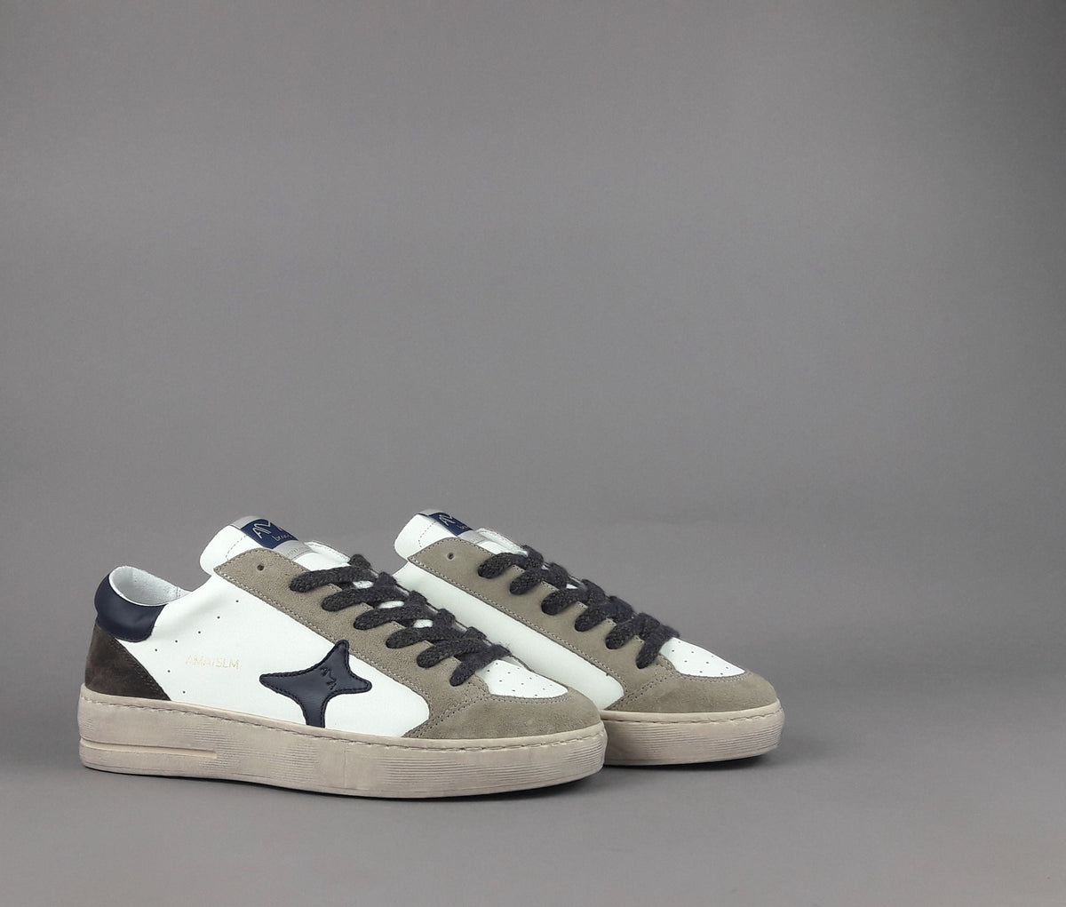 Ama Brand Slam Uomo Pelle E Camoscio Bianco
