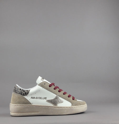 Ama Brand Sneakers Donna Slam Camoscio E Pelle Beige