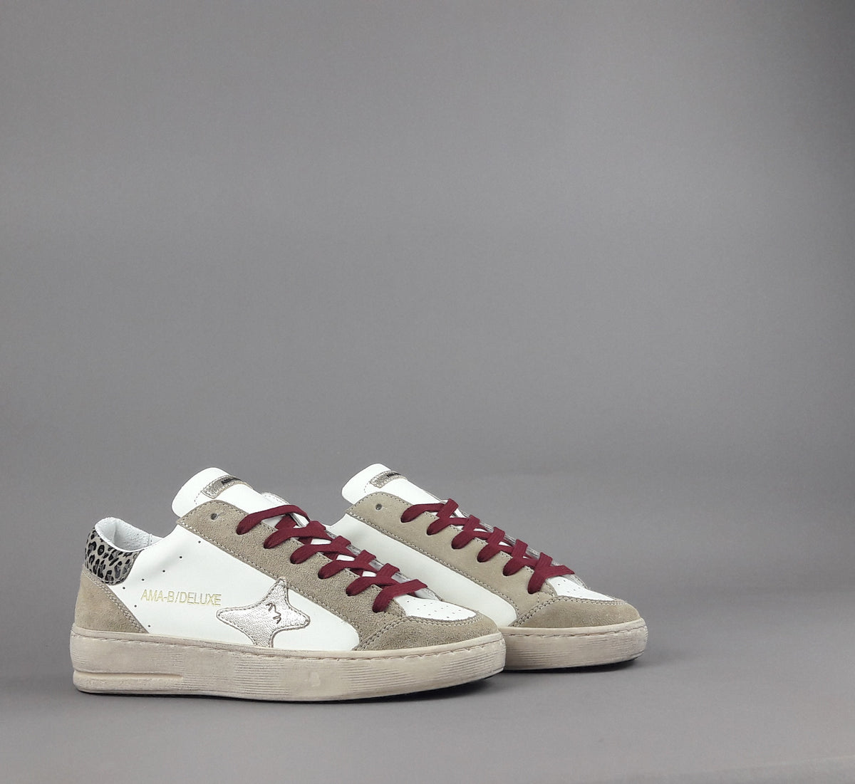 Ama Brand Sneakers Donna Slam Camoscio E Pelle Beige