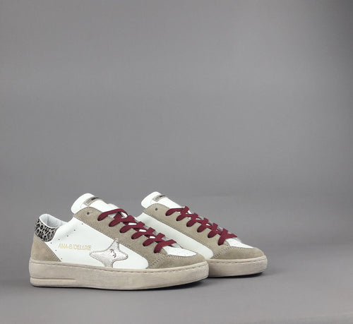 Ama Brand Sneakers Donna Slam Camoscio E Pelle Beige