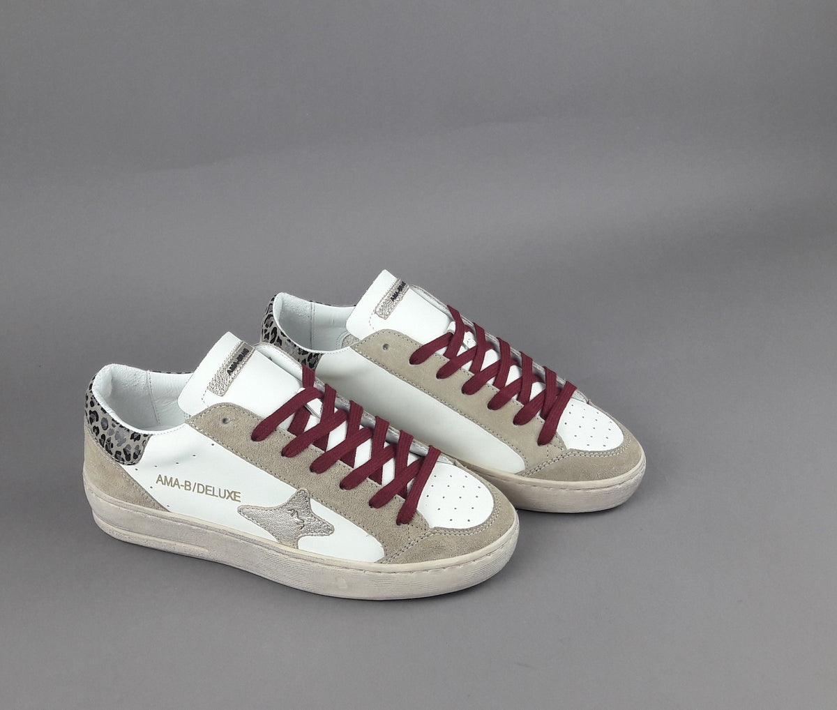 Ama Brand Sneakers Donna Slam Camoscio E Pelle Beige
