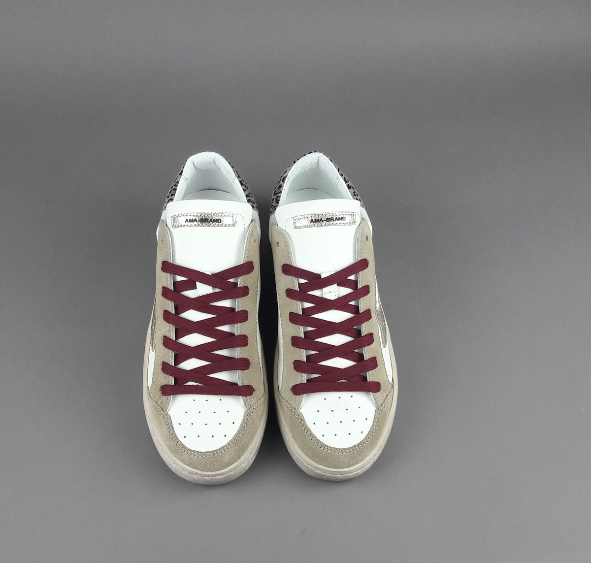 Ama Brand Sneakers Donna Slam Camoscio E Pelle Beige