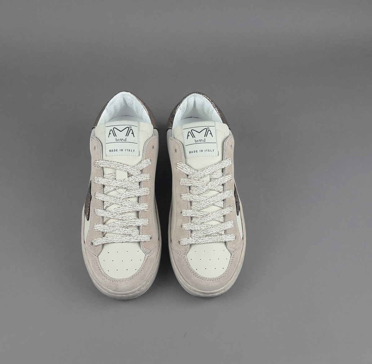 Ama Brand Sneakers Donna Slam Camoscio E Pelle Nude