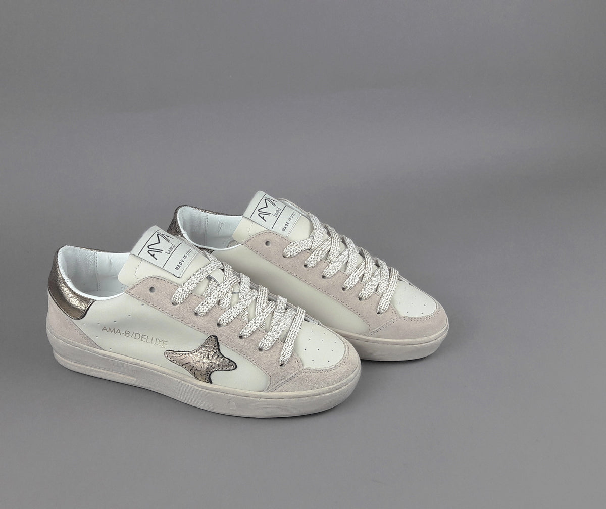Ama Brand Sneakers Donna Slam Camoscio E Pelle Nude