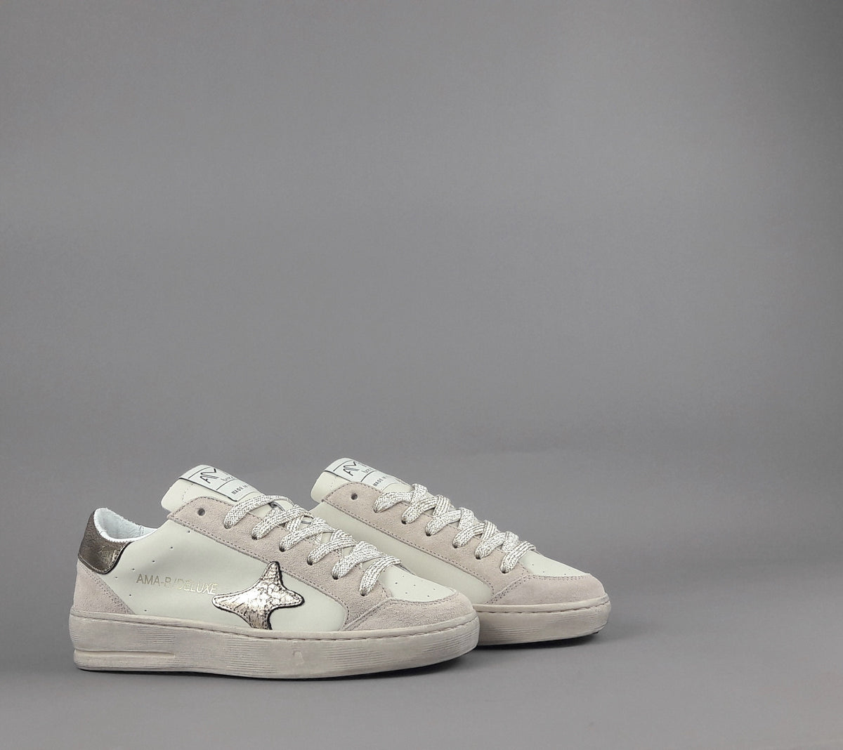 Ama Brand Sneakers Donna Slam Camoscio E Pelle Nude