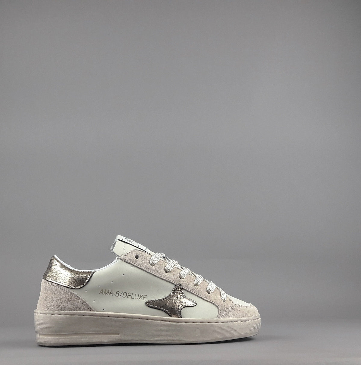 Ama Brand Sneakers Donna Slam Camoscio E Pelle Nude