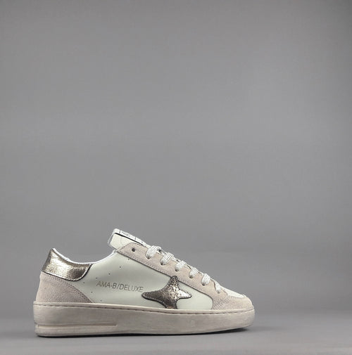 Ama Brand Sneakers Donna Slam Camoscio E Pelle Nude