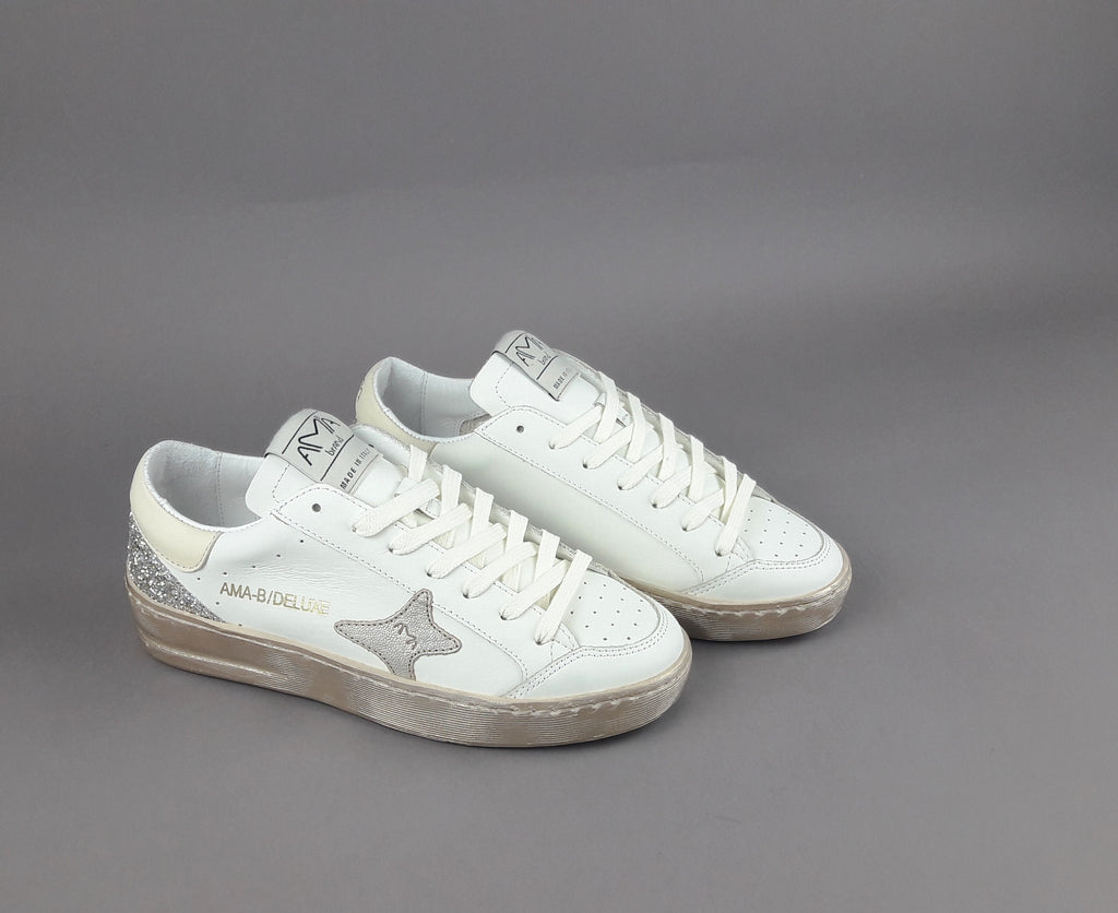 Ama Brand Sneakers Donna Slam Pelle Bianco
