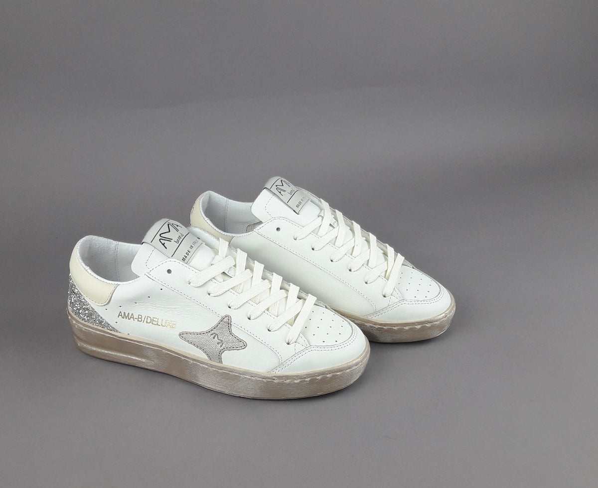 Ama Brand Sneakers Donna Slam Pelle Bianco