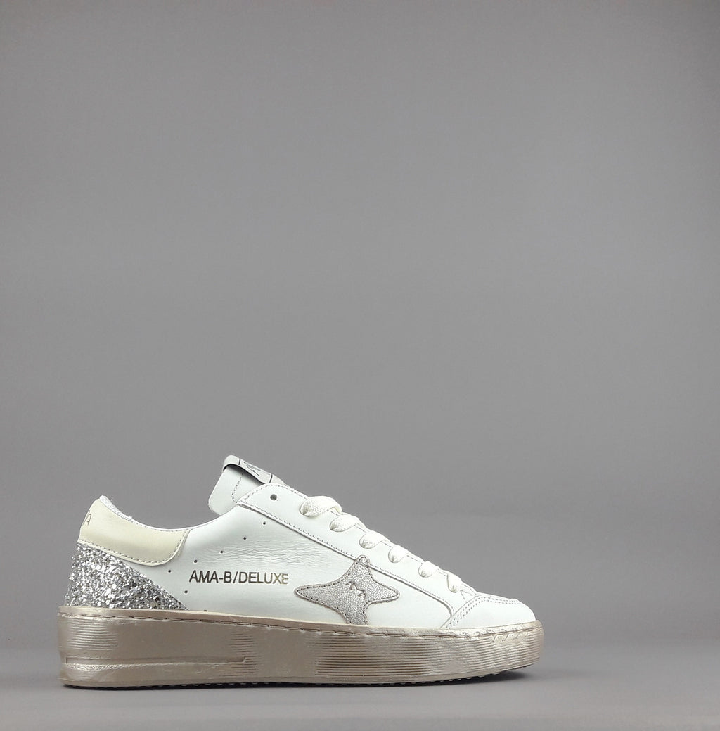 Ama Brand Sneakers Donna Slam Pelle Bianco