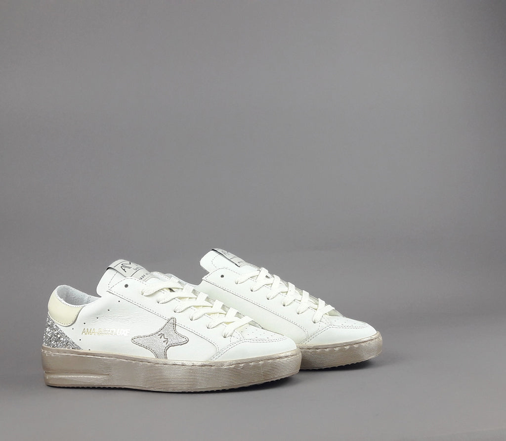 Ama Brand Sneakers Donna Slam Pelle Bianco