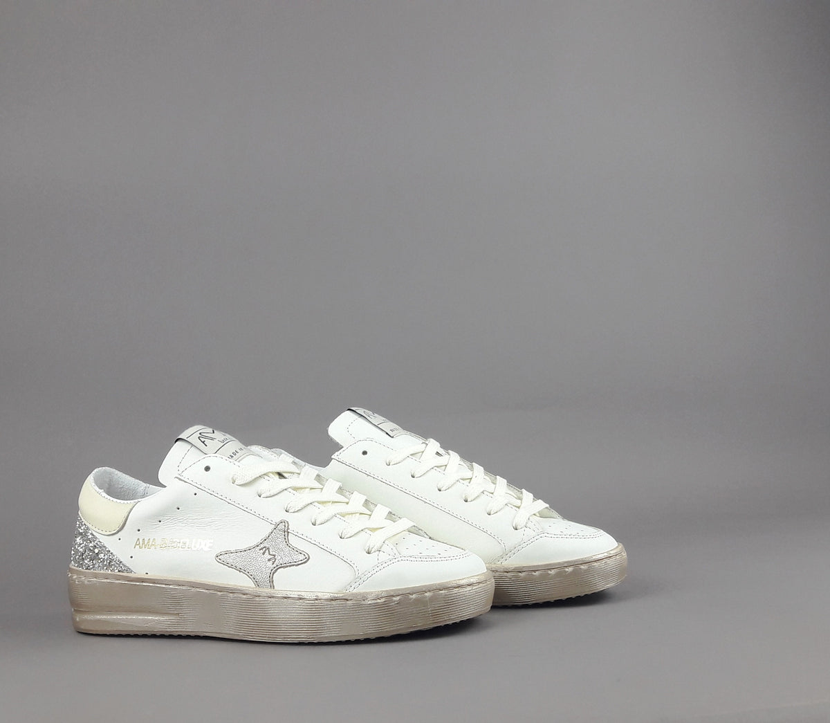 Ama Brand Sneakers Donna Slam Pelle Bianco