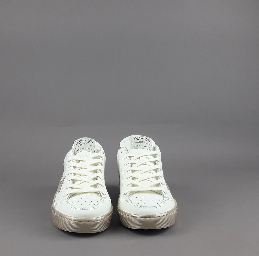 Ama Brand Sneakers Donna Slam Pelle Bianco