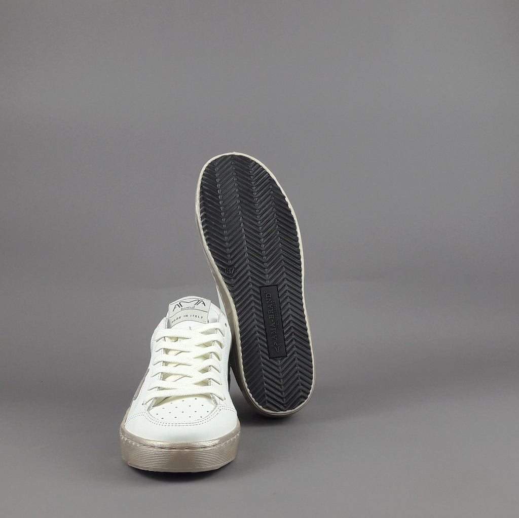Ama Brand Sneakers Donna Slam Pelle Bianco