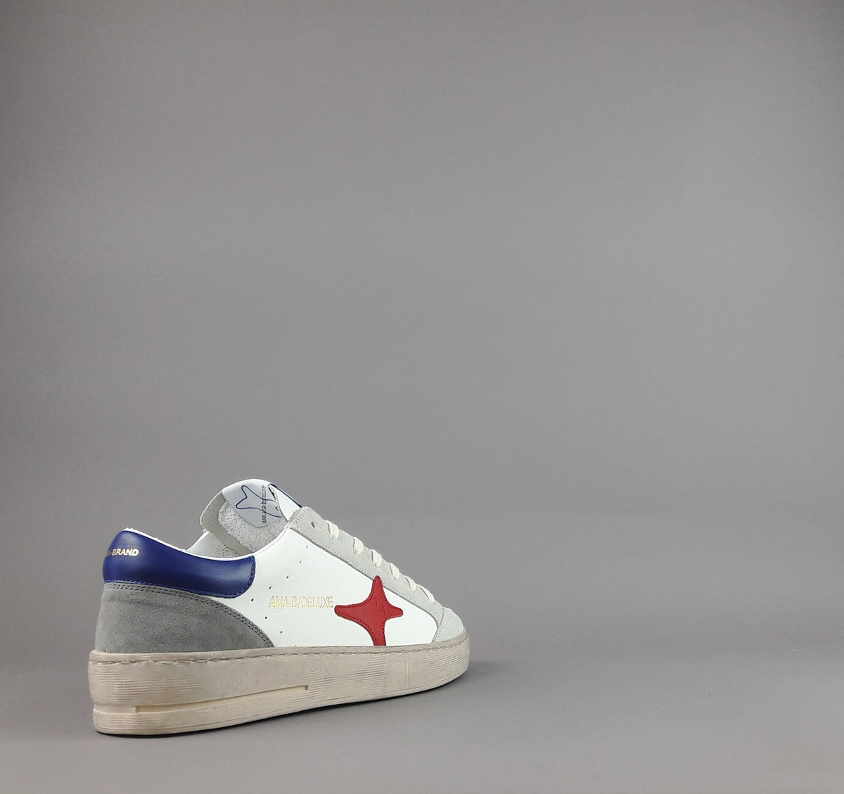 Ama Brand Sneakers Uomo Slam Pelle Bianco Grigio Chiaro