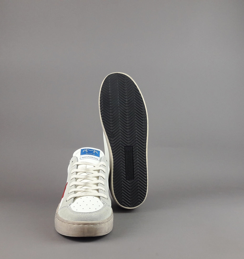 Ama Brand Sneakers Uomo Slam Pelle Bianco Grigio Chiaro