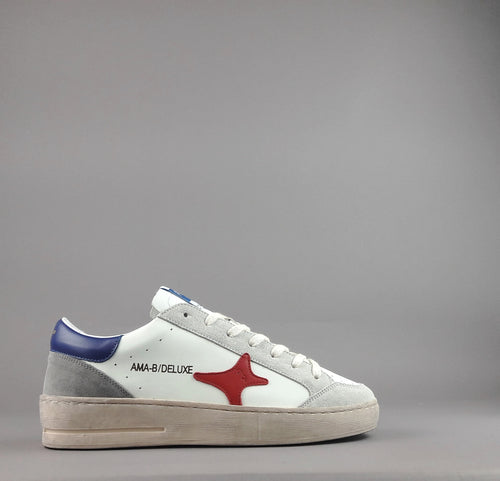 Ama Brand Sneakers Uomo Slam Pelle Bianco Grigio Chiaro