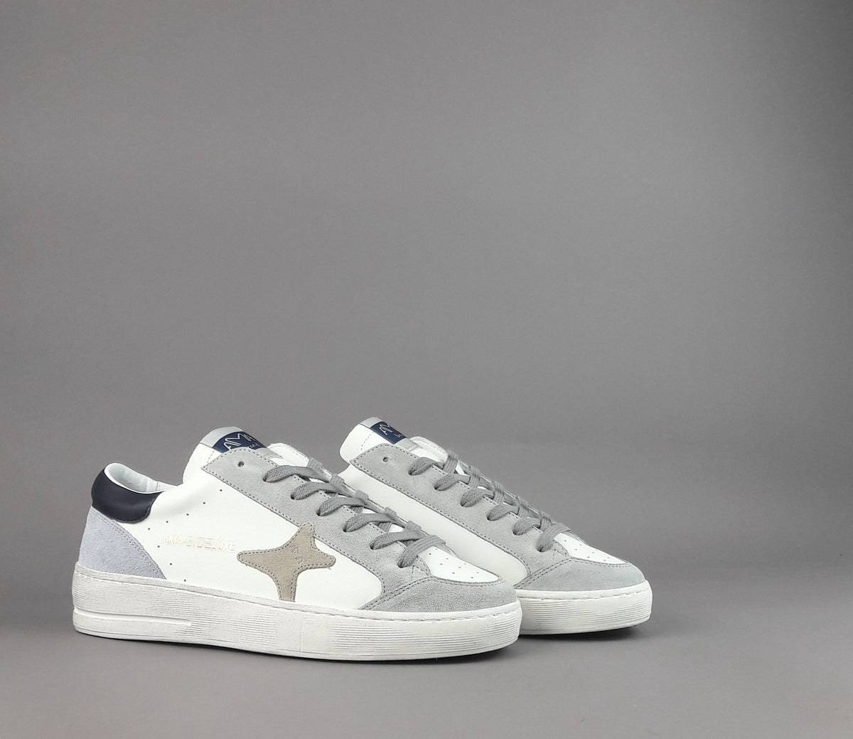 Ama Brand Sneakers Uomo Slam Pelle Bianco Grigio
