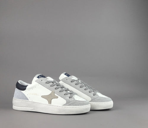 Ama Brand Sneakers Uomo Slam Pelle Bianco Grigio