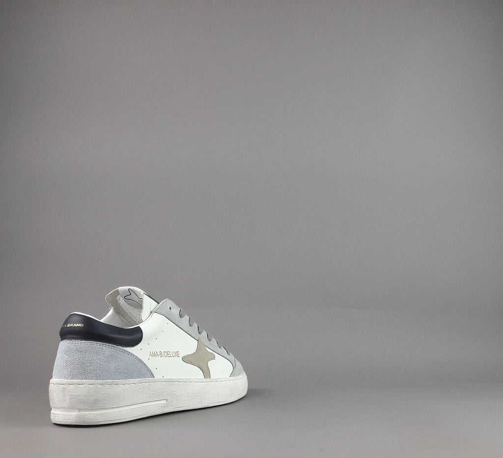 Ama Brand Sneakers Uomo Slam Pelle Bianco Grigio
