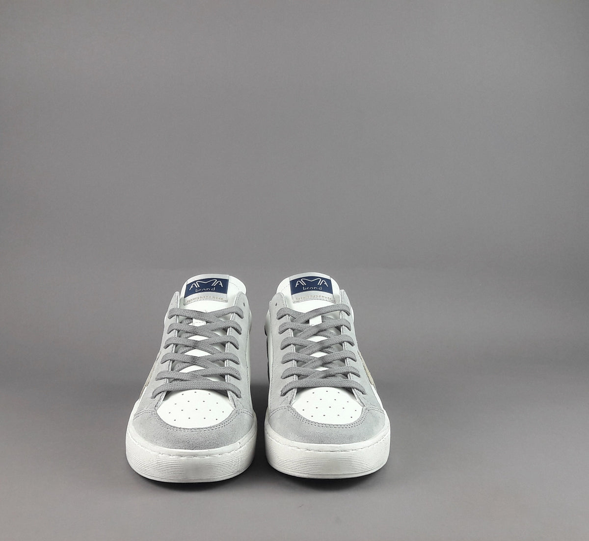 Ama Brand Sneakers Uomo Slam Pelle Bianco Grigio