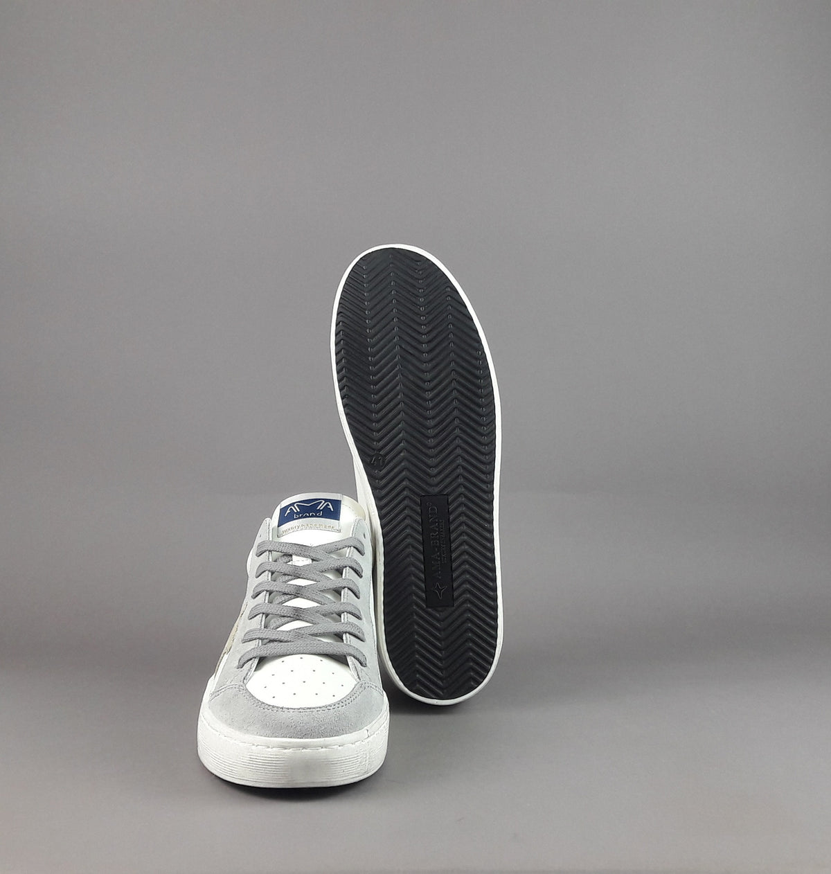 Ama Brand Sneakers Uomo Slam Pelle Bianco Grigio