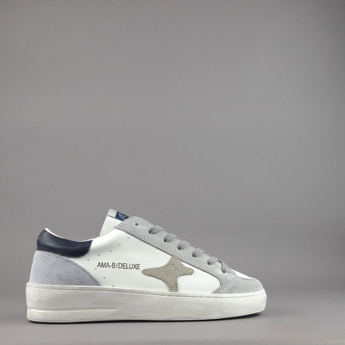 Ama Brand Sneakers Uomo Slam Pelle Bianco Grigio