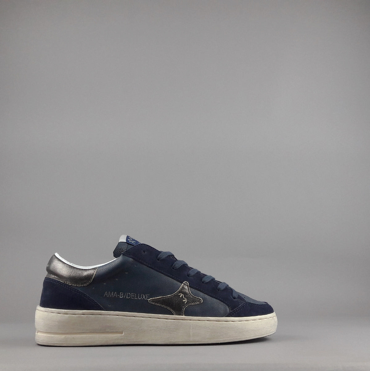Ama Brand Sneakers Uomo Slam Pelle E Camoscio Blu Scuro