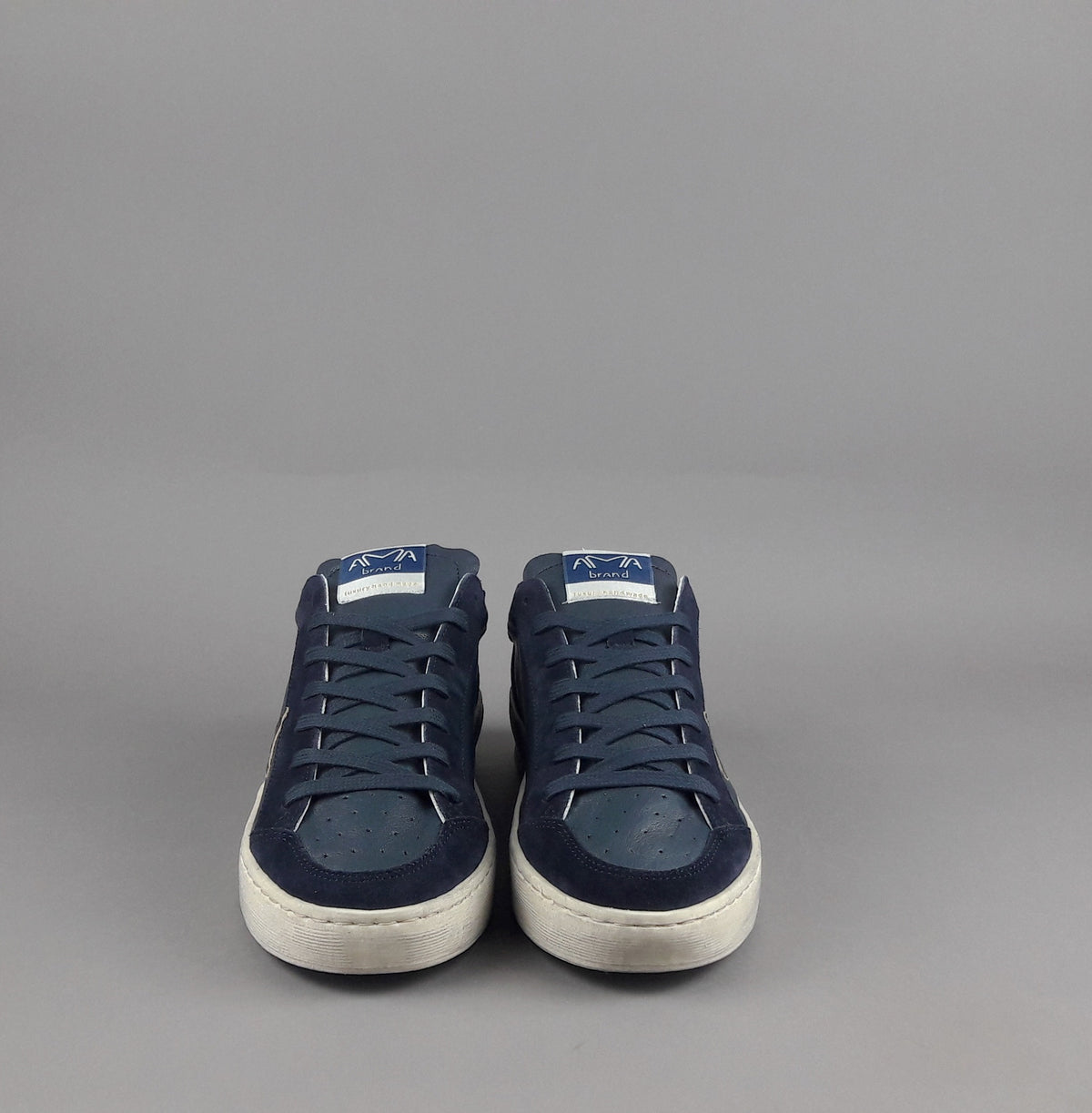 Ama Brand Sneakers Uomo Slam Pelle E Camoscio Blu Scuro