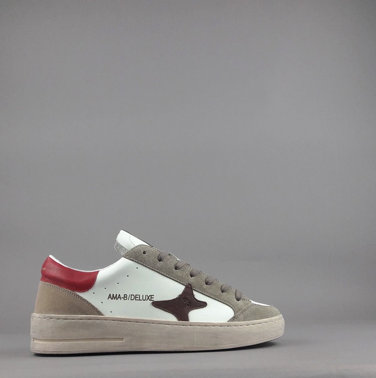 Ama Brand Sneakers Uomo Slam Pelle E Camoscio Verde Militare Tenue