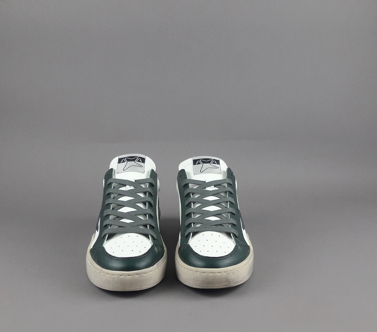 Ama Brand Sneakers Uomo Slam Pelle Verde Scuro Bianco
