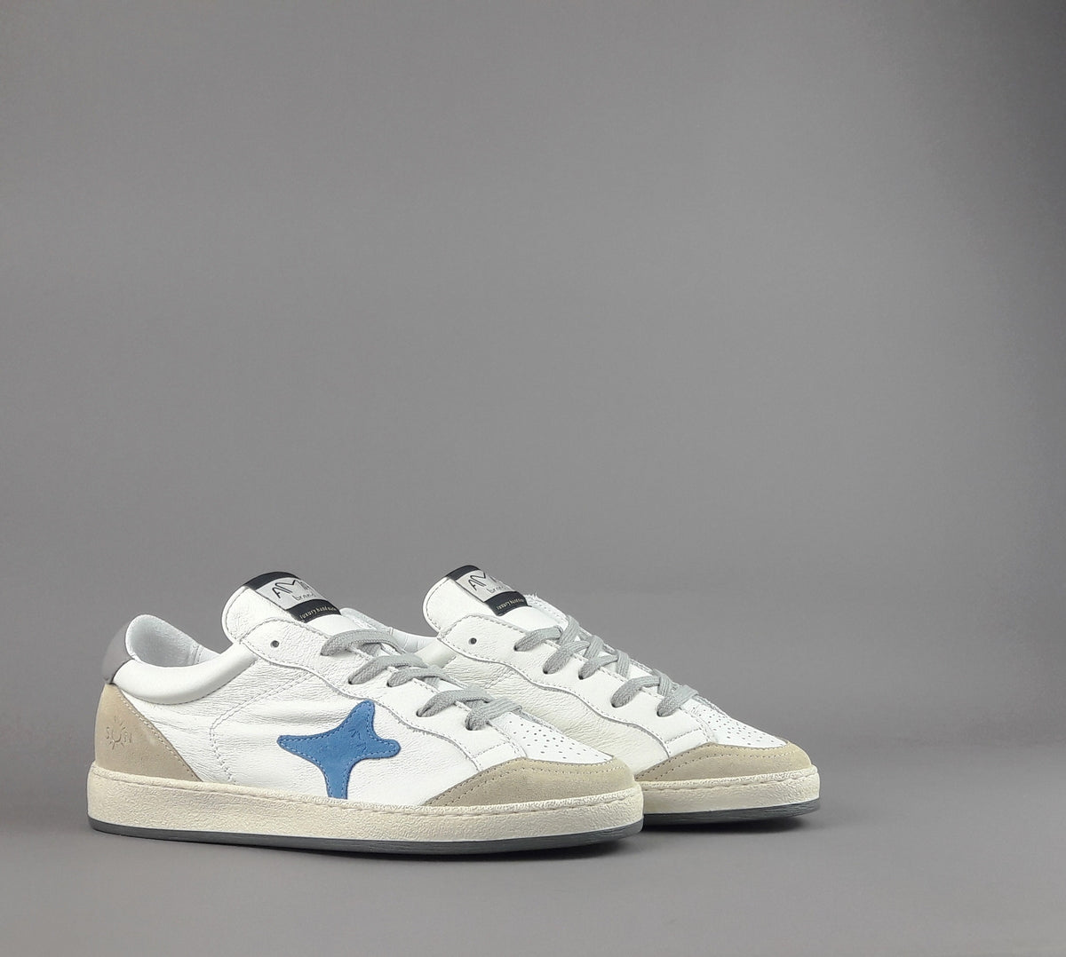 Ama Brand Sneakers Uomo Sun Pelle Bianco Spoiler Grigio