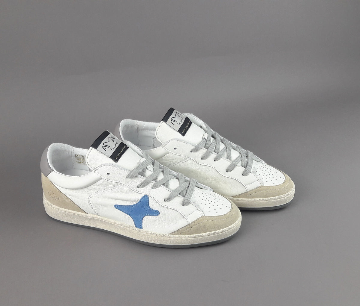 Ama Brand Sneakers Uomo Sun Pelle Bianco Spoiler Grigio