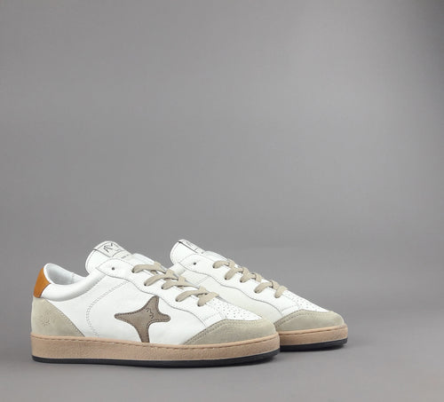 Ama Brand Sneakers Uomo Sun Pelle E Camoscio Bianco Beige