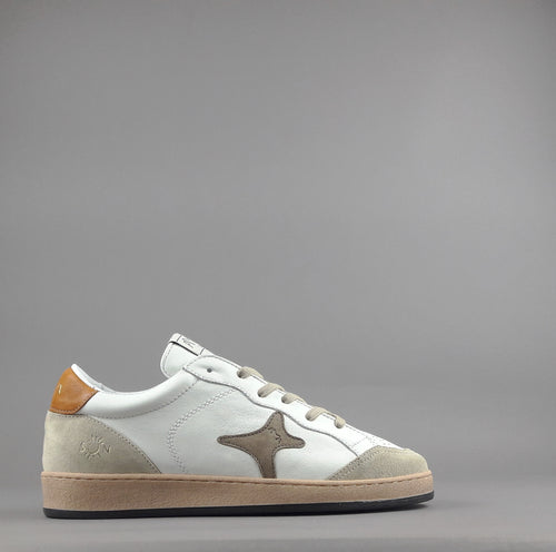 Ama Brand Sneakers Uomo Sun Pelle E Camoscio Bianco Beige