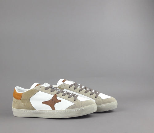 Ama Brand Sneakers Uomo Time Pelle Camoscio Bianco Beige
