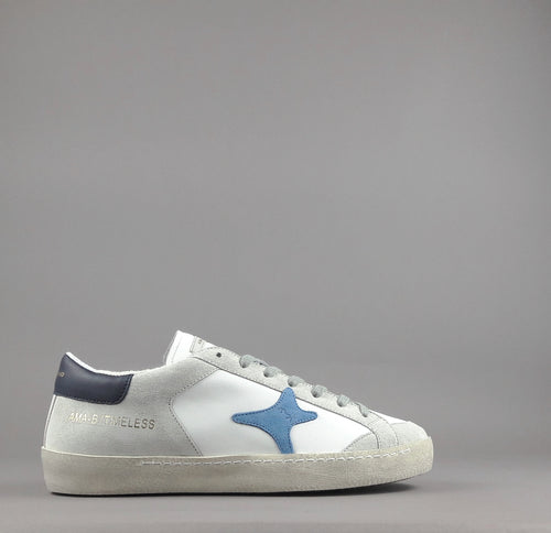 Ama Brand Sneakers Uomo Time Pelle Camoscio Bianco Grigio