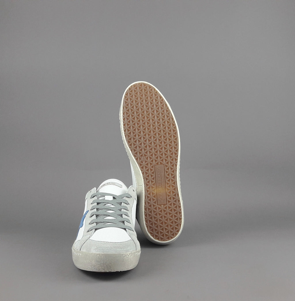 Ama Brand Sneakers Uomo Time Pelle Camoscio Bianco Grigio
