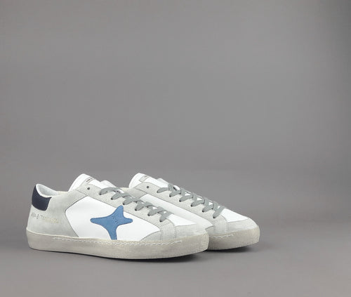 Ama Brand Sneakers Uomo Time Pelle Camoscio Bianco Grigio