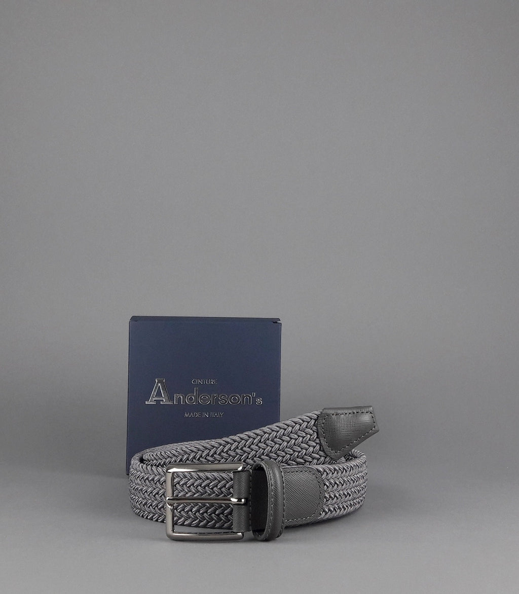 Anderson's Cintura Uomo Tessuto Elastico Grigio