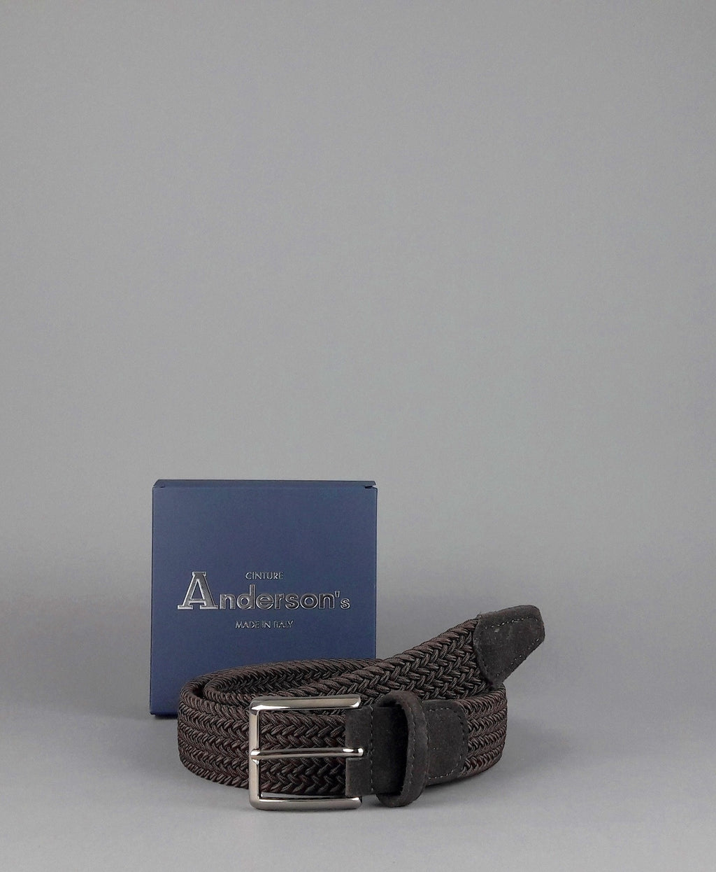 Anderson's Cintura Uomo Tessuto Elastico Marrone Scuro
