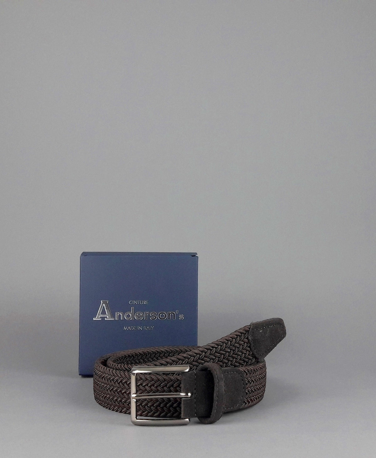 Anderson's Cintura Uomo Tessuto Elastico Marrone Scuro