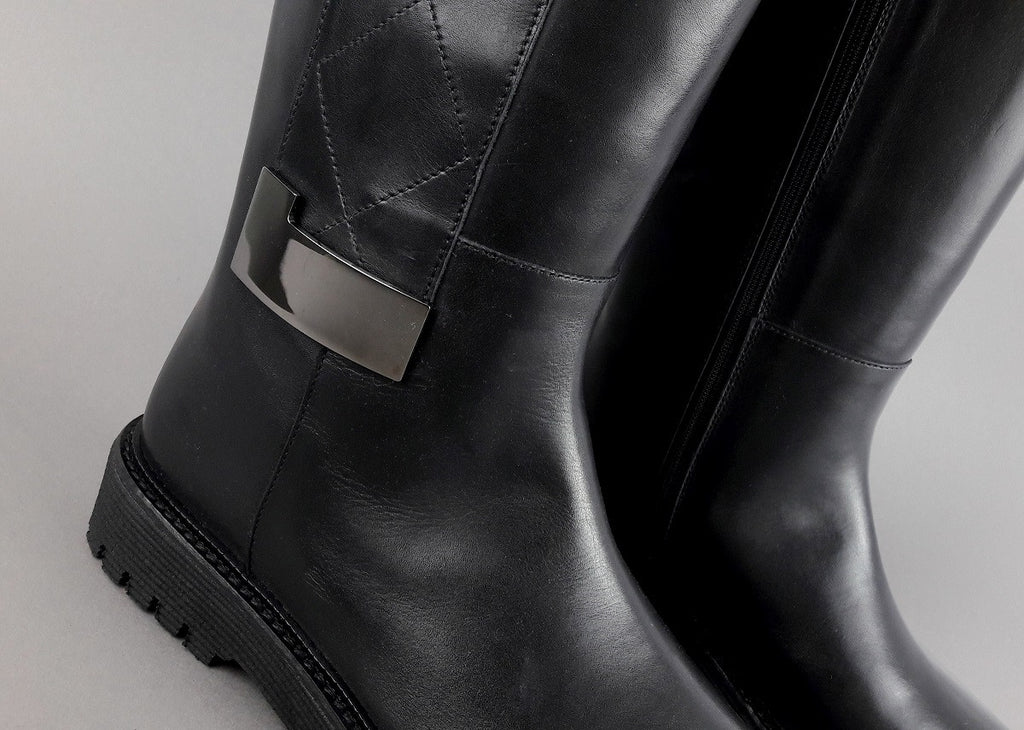 Archyve Stivale Donna Pelle Nero Cerniera Laterale