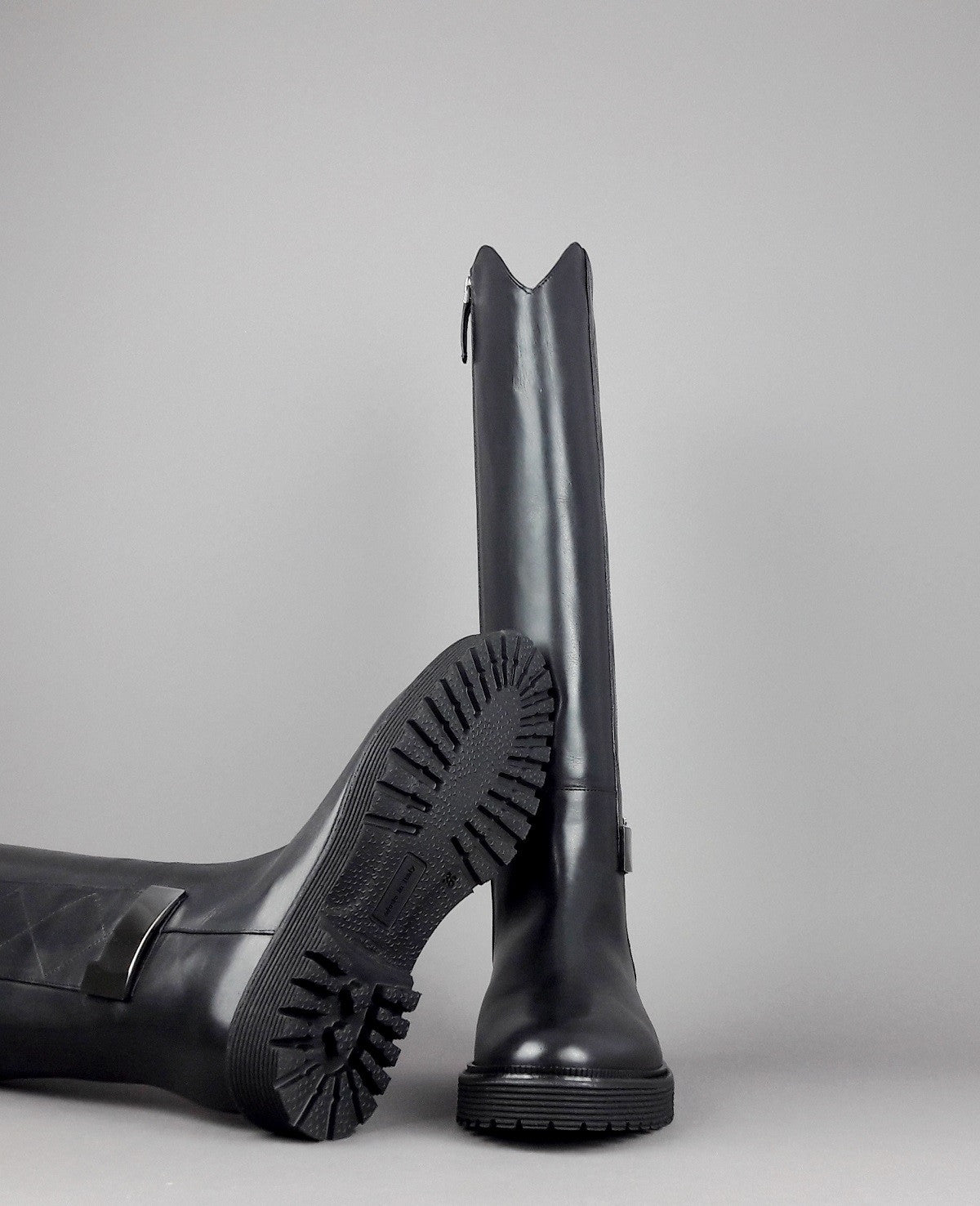 Archyve Stivale Donna Pelle Nero Cerniera Laterale