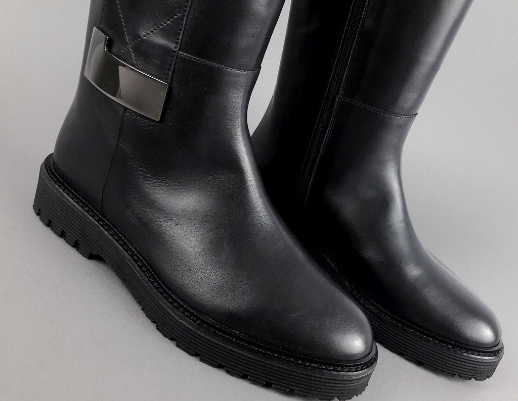 Archyve Stivale Donna Pelle Nero Cerniera Laterale