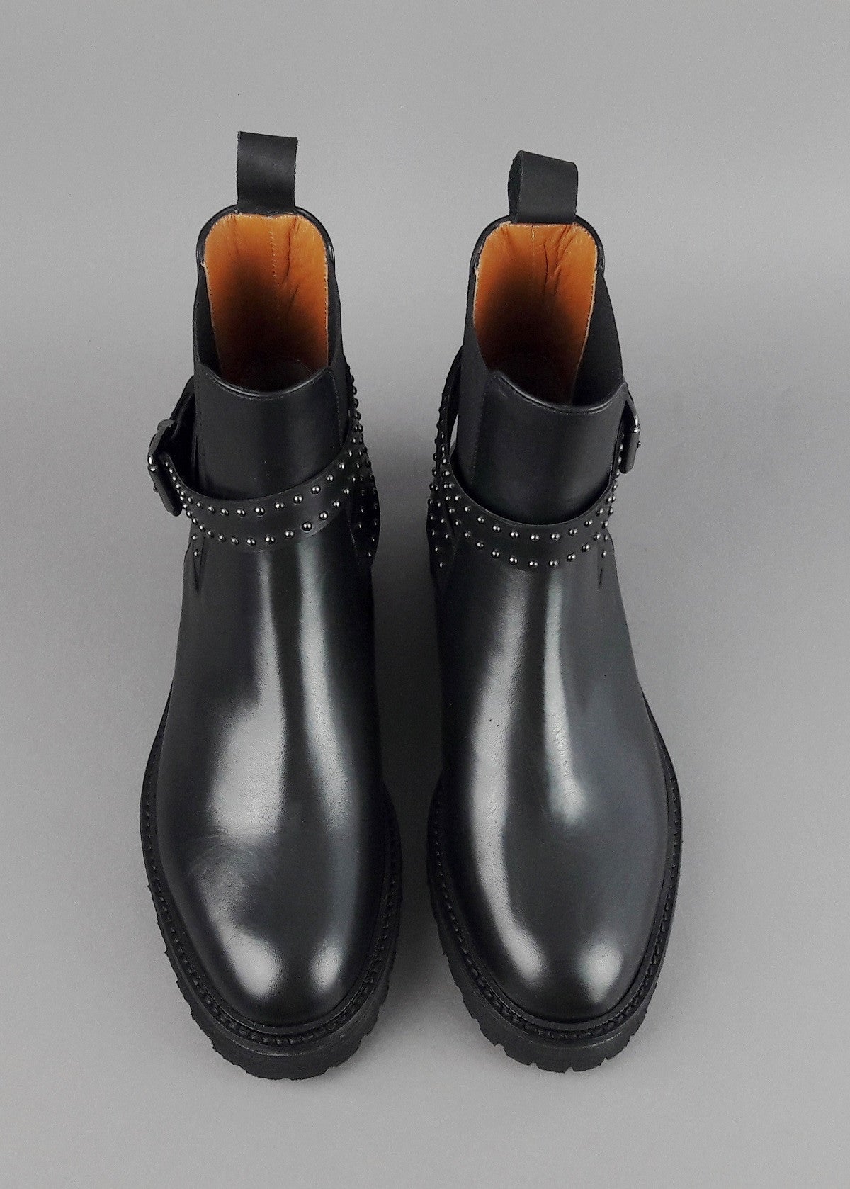 Archyve Stivaletto Beatles Donna Pelle Nero Elastico Bilaterale Con Cinturino