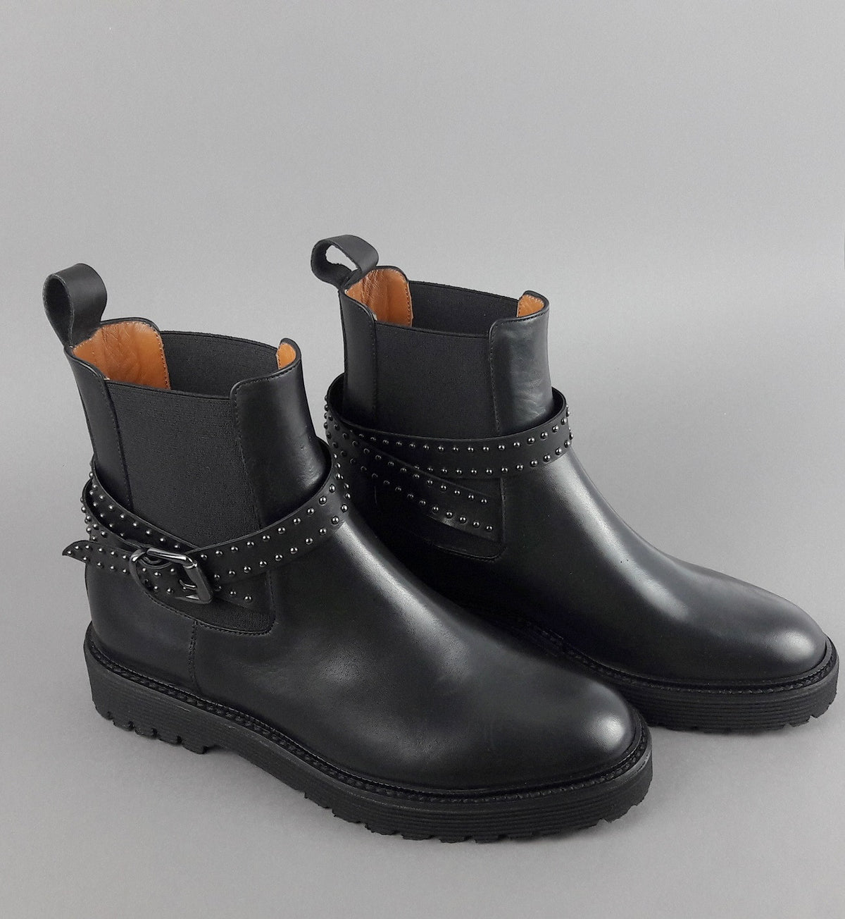Archyve Stivaletto Beatles Donna Pelle Nero Elastico Bilaterale Con Cinturino