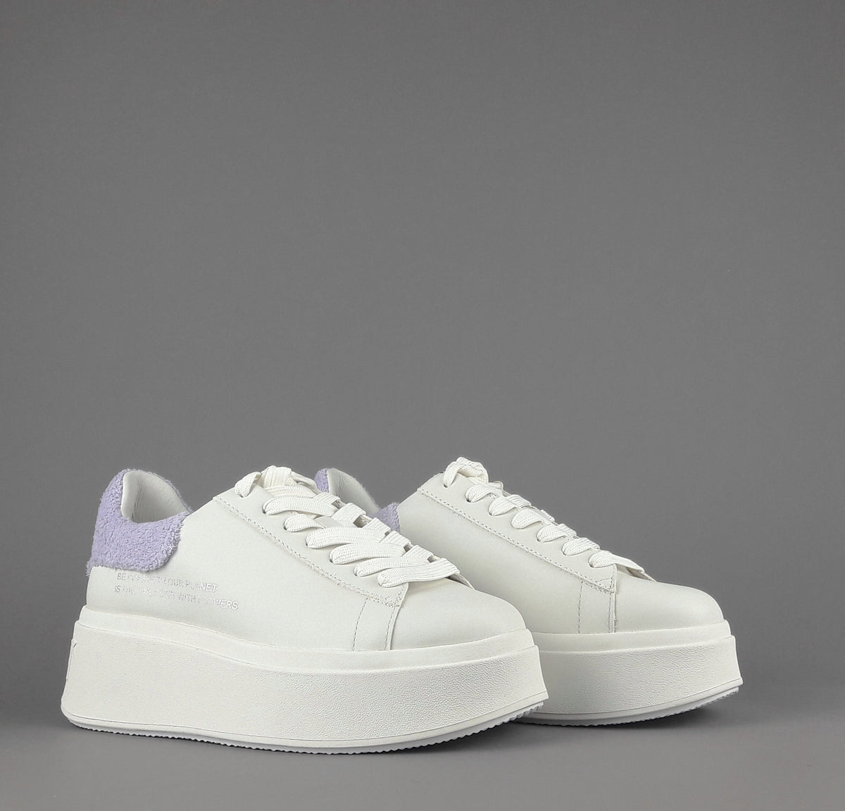 ASH Sneakers Donna Moby Be Kind Pelle Bianco Spoiler Lilla